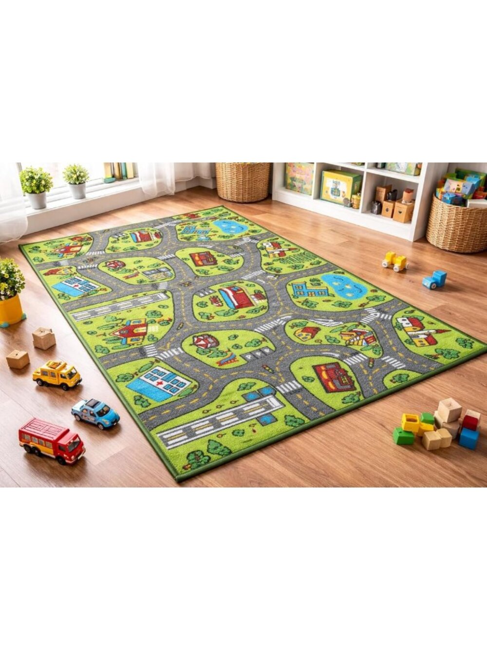 Kids City Life Playmat Rug - Educational Road Traffic Design for Safe Play & Fun